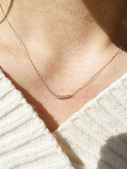 K18 0.10ct ラインダイヤモンドネックレス　BQ-186