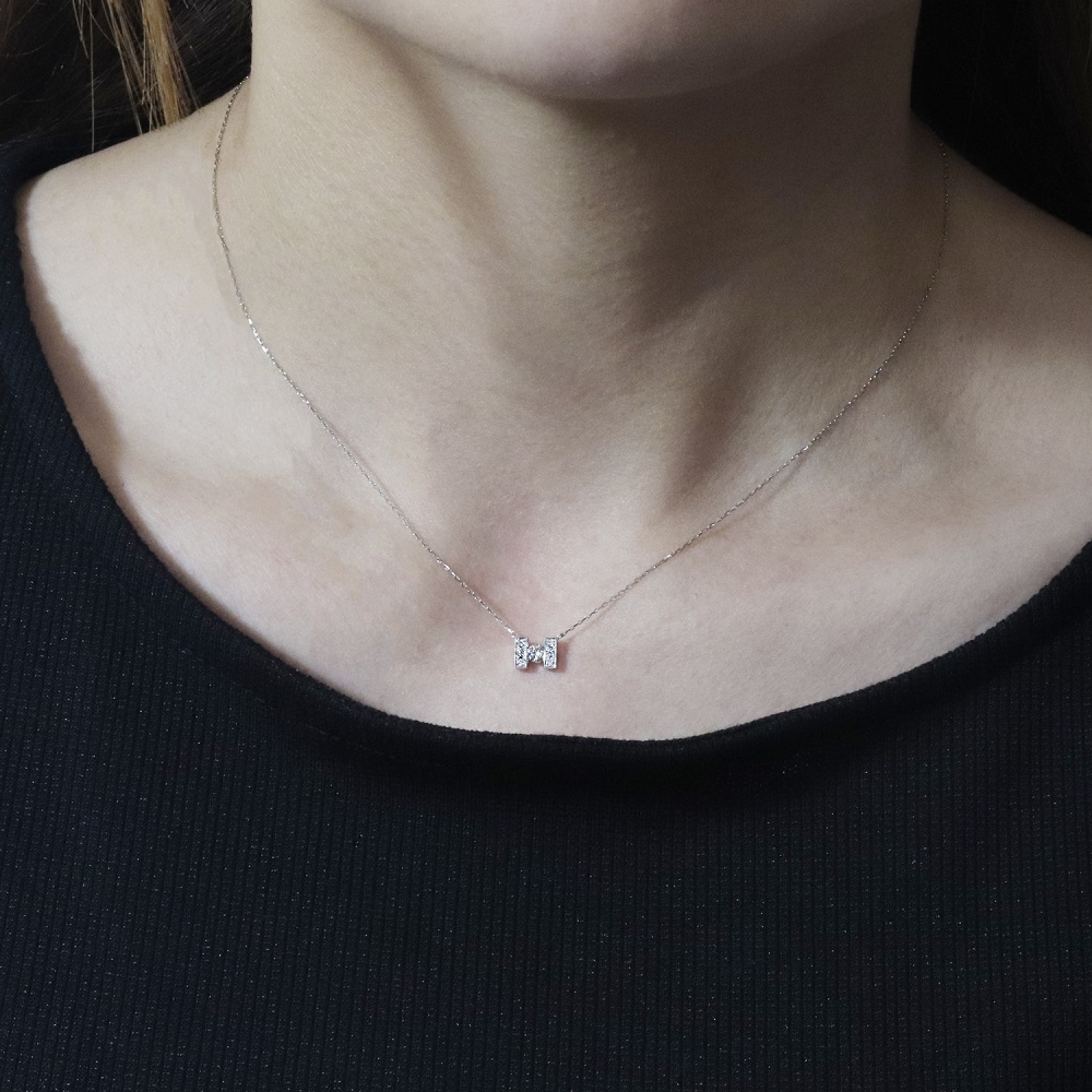 プラチナ 0.15ct H字ネックレス　BQ-191