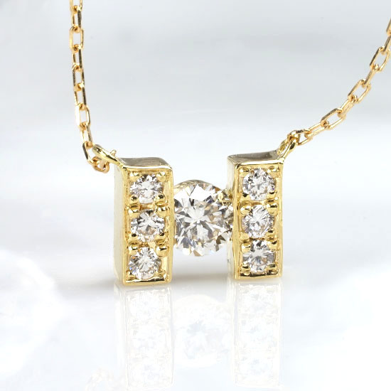 K18 0.15ct H字ネックレス　BQ-192
