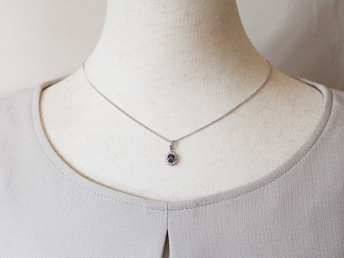 カラーチェンジガーネット ペンダント 0.5ct K10WG  （13403）