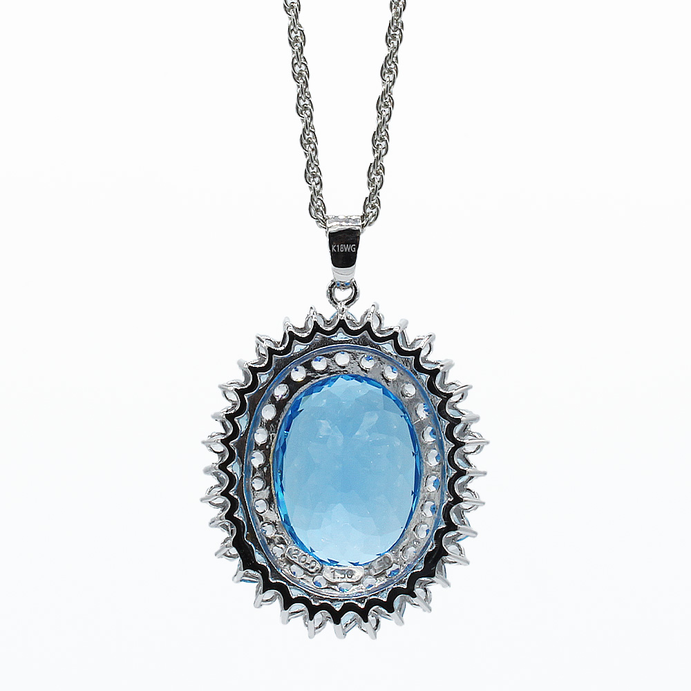 ブルートパーズ ペンダント 20ct K18WG （26352）