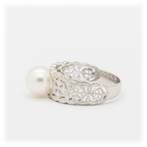 アコヤ 真珠 パール リング 8.5mm Ag900[Pt100] (15529) 真珠 アコヤ真珠 指輪 リング パール プラチナ ジュエリー アクセサリー ダイヤモンド 山梨県 甲斐市 BR-68