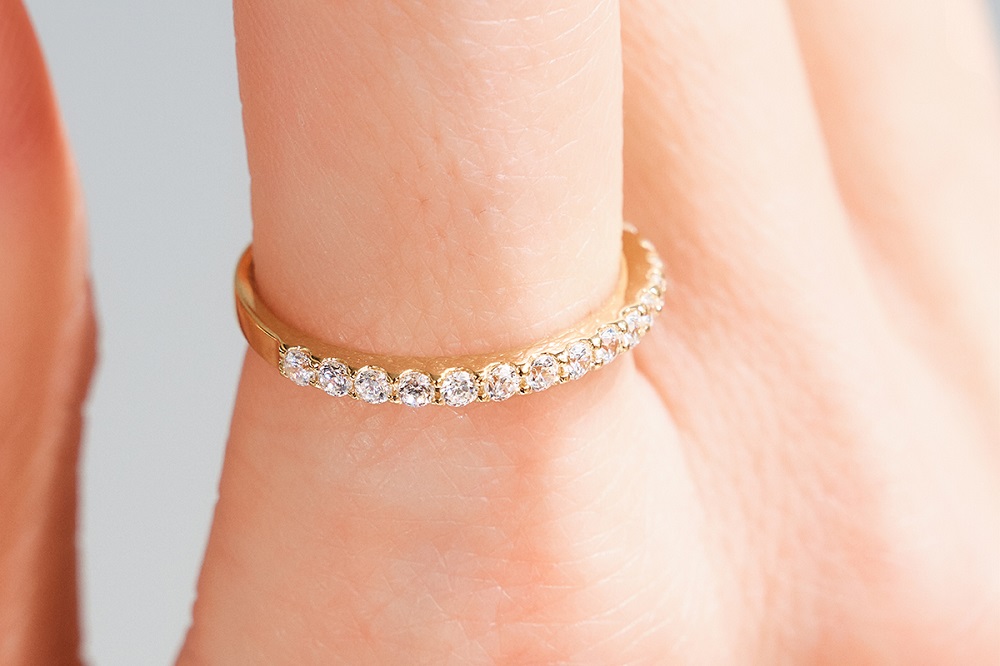 K18ハーフエタニティリング　mk-435　CR-13