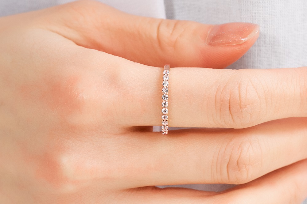 K18PGハーフエタニティリング　mk-435　CR-15