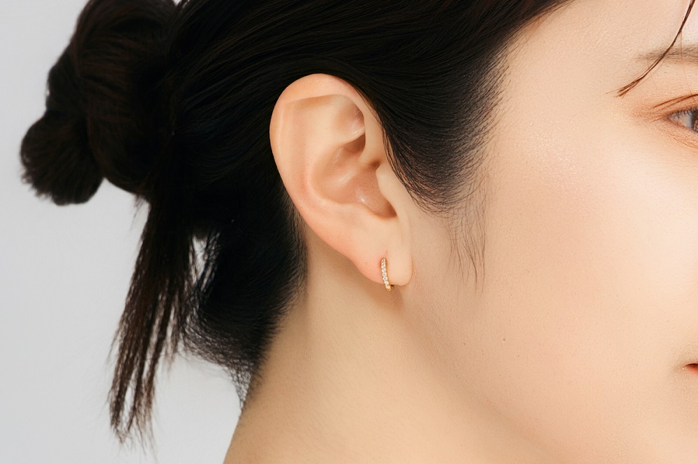 K18ダイヤフープピアス　0.03ct　mk-432　CR-22