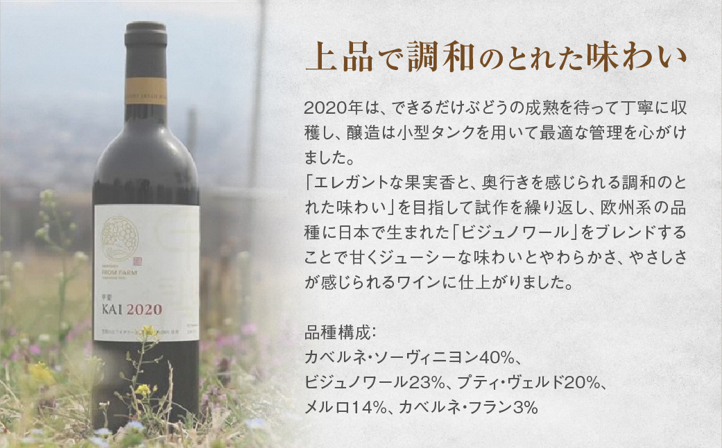 サントリー登美の丘ワイナリー　甲斐オリジナルワインセット　フロムファーム　甲斐　赤　2020　＆　甲斐　白　2022