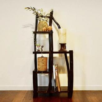 チークの根のナチュラルラック　ダークブラウン