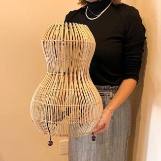 ラタンピーナッツ型ランプ