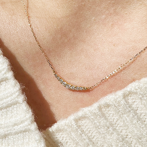 K18 0.10ct ラインダイヤモンドネックレス　BQ-186