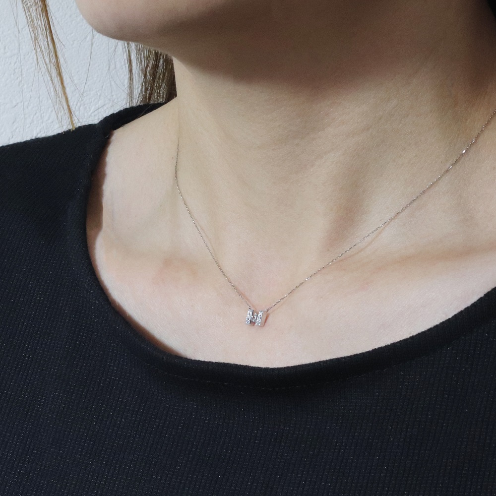 プラチナ 0.15ct H字ネックレス　BQ-191