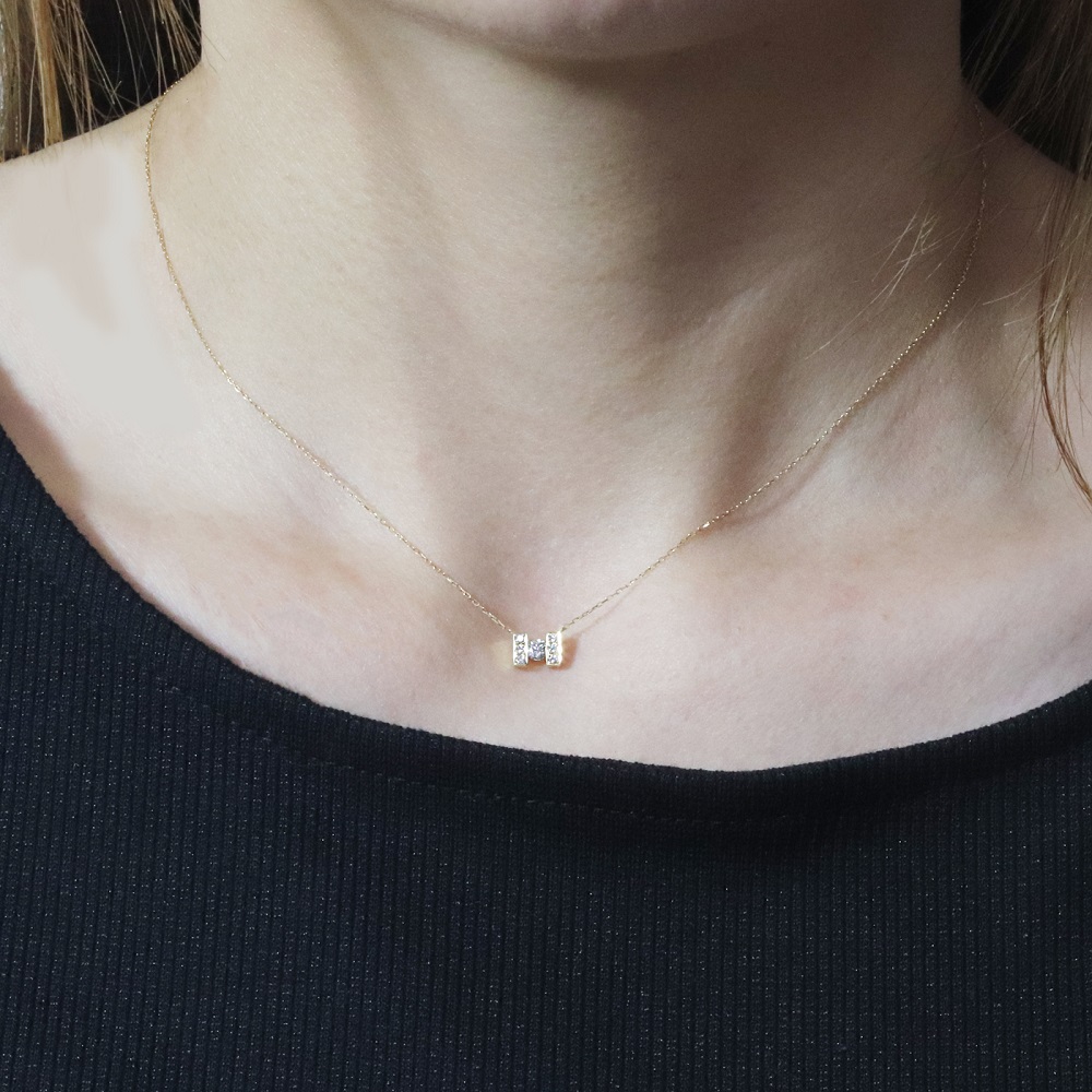 K18 0.15ct H字ネックレス　BQ-192