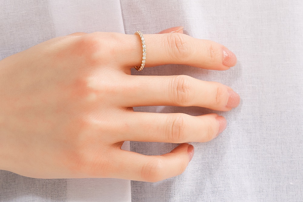 K18ハーフエタニティリング　mk-435　CR-13