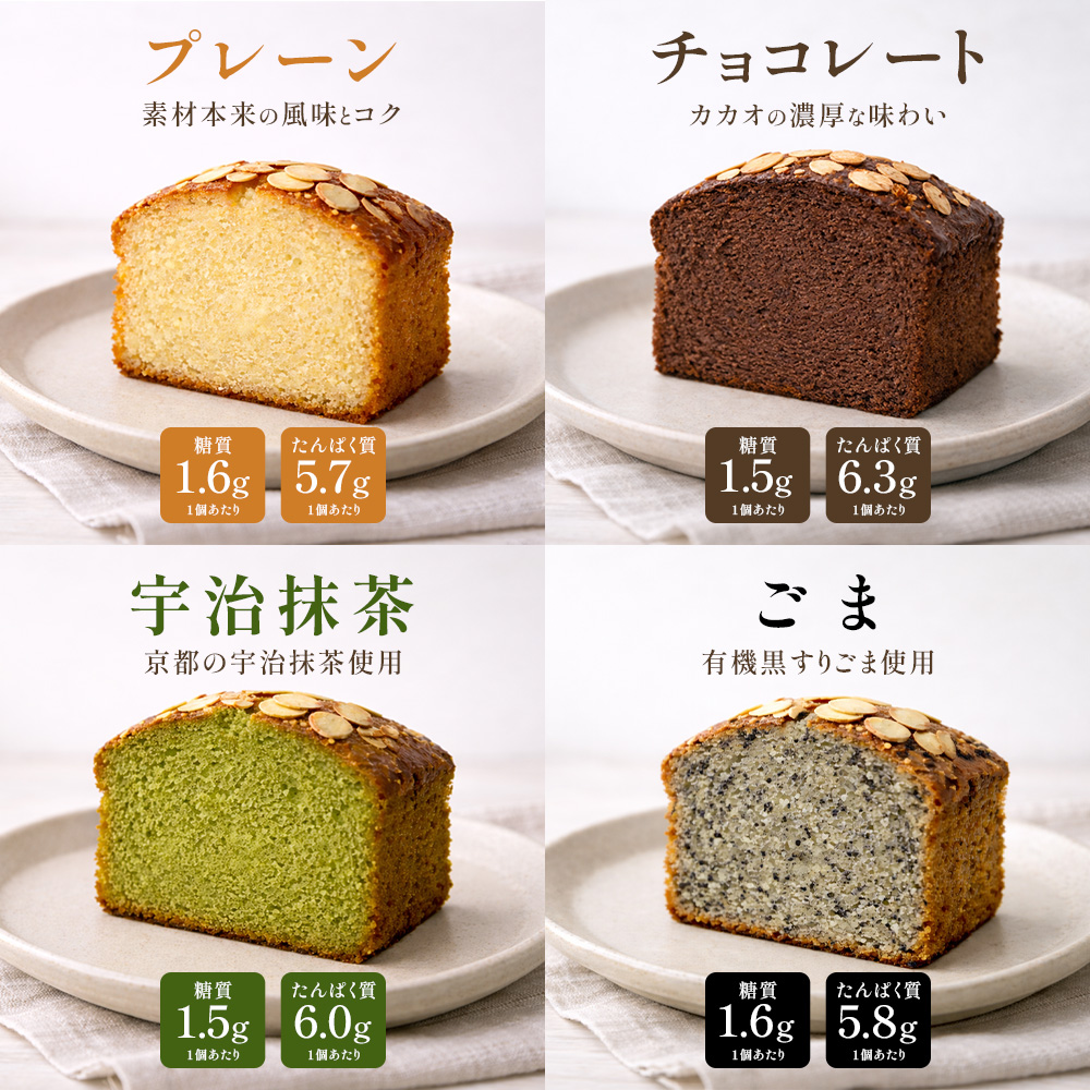 糖質制限・グルテンフリー　パウンドケーキ　4種32個