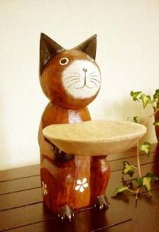 トレイ持ちナチュラルネコ（ブラウン）