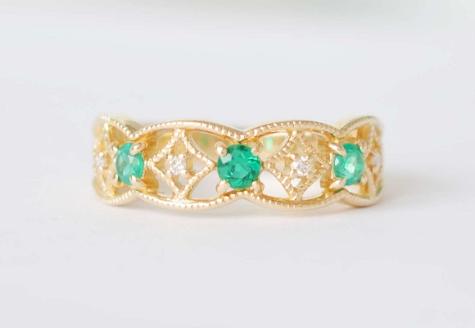 K18　エメラルド/ダイヤモンドリング AR15211