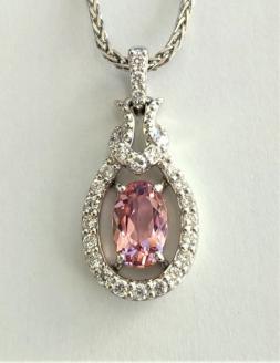 PT999製　パパラチアサファイヤ/ダイヤモンド　ペンダント　SJ-301