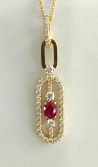 K18製　ビジョンブラッドルビー　/　ダイヤモンド　ペンダント　SJ-437