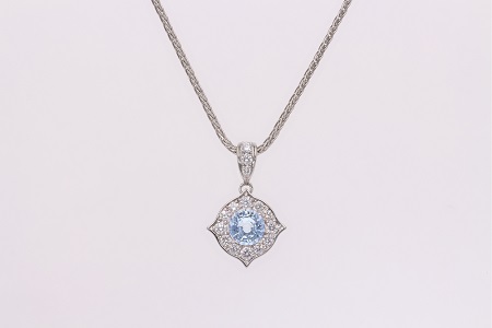 【SJ-85】Pt999　ブルー非加熱サファイアダイヤモンドネックレス（AQ170）