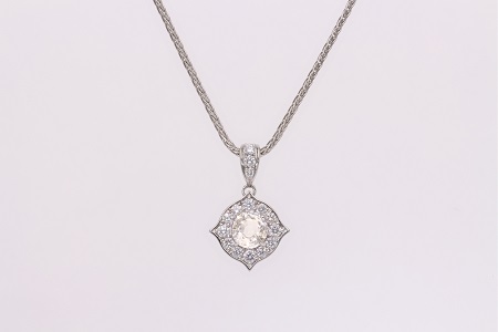 【SJ-85】Pt999　ライトイエロー非加熱サファイアダイヤモンドネックレス（AQ172）