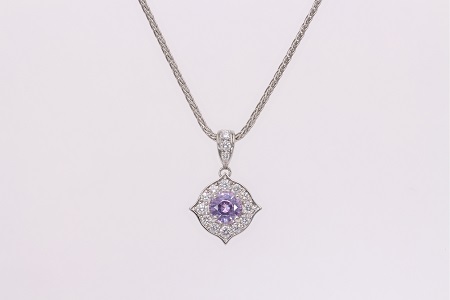 【SJ-85】Pt999　パープル非加熱サファイアダイヤモンドネックレス（AQ174）