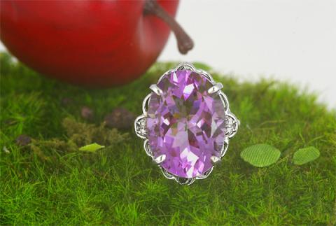 アメジスト リング 10ct Ag900(Pt100) 大粒 （16924）