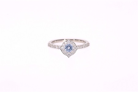 【SJ-91】Pt999　ブルー非加熱サファイアダイヤモンドリング（AQ178）