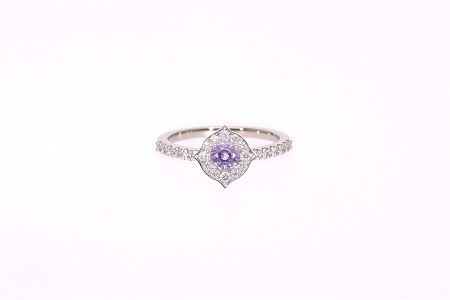 【SJ-91】Pt999　パープル非加熱サファイアダイヤモンドリング（AQ182）