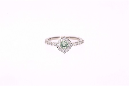 【SJ-91】Pt999　グリーン非加熱サファイアダイヤモンドリング（AQ183）