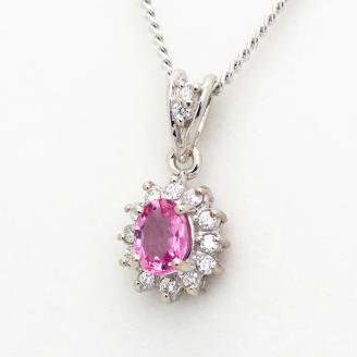 ピンクサファイヤ ペンダント 0.4ct K10WG  （13403）