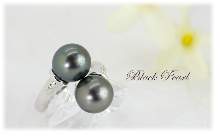 ブラックパール ツインリング 9ｍm 2個付 SV925 黒真珠 タヒチ産 (15496) 真珠 黒真珠 指輪 リング ブラックパール パール シルバー ジュエリー アクセサリー ツイン リング ダイヤモンド 山梨県 甲斐市 BR-69