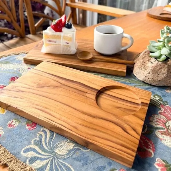 チーク材　ワンプレートトレイ（長方形タイプMサイズ）25cm　BV-70