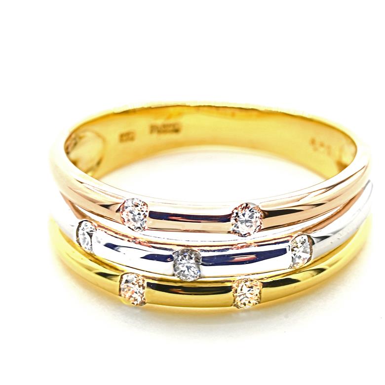 K18/PT　スリーカラーダイヤリング0.20CT　R3980DI-C 188-048