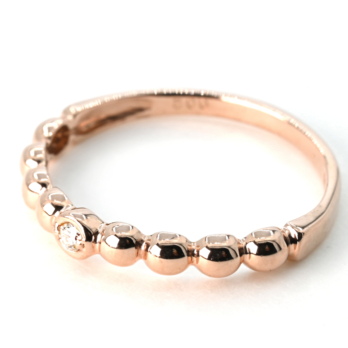 K18PG 　鏡面丸玉デザインダイヤモンドリング　0.02CT　R3967DI-R 188-050