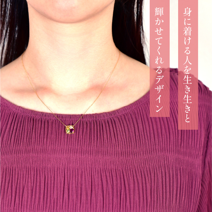 K10イエロー ゴールド マルチカラースクエアデザイン ネックレス 管理番号207921 218-134-SQ