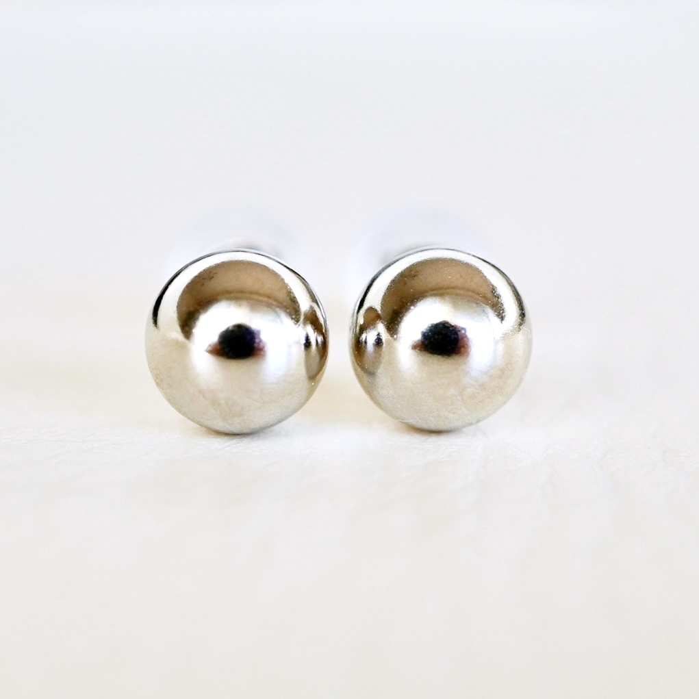 【ジュエリー】Pt900 プラチナ 地金 シンプル ボール ピアス (6mm) 保証書付 KO-0032 242-010-a