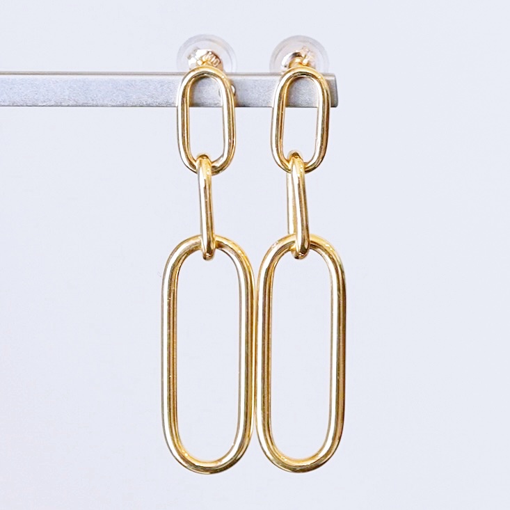 【ジュエリー】K10イエローゴールド 地金 おしゃれ チェーンモチーフ ピアス 保証書付 SGL-22636　242-015