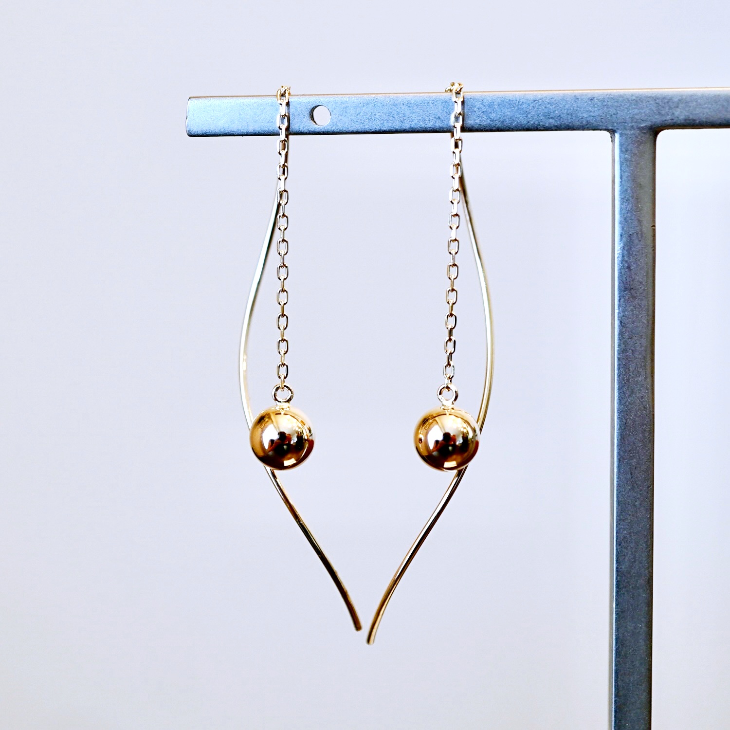 【ジュエリー】K10YG イエローゴールド 丸 ロング チェーン ピアス 保証書付 SMK-5219丸 242-019-a