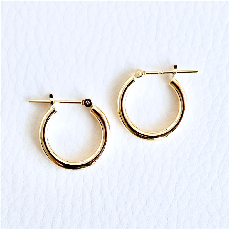 K18(18金) イエローゴールド 地金 フープ ピアス  (直径15mm)シンプル 保証書付 SMK-2x15 242-020-b