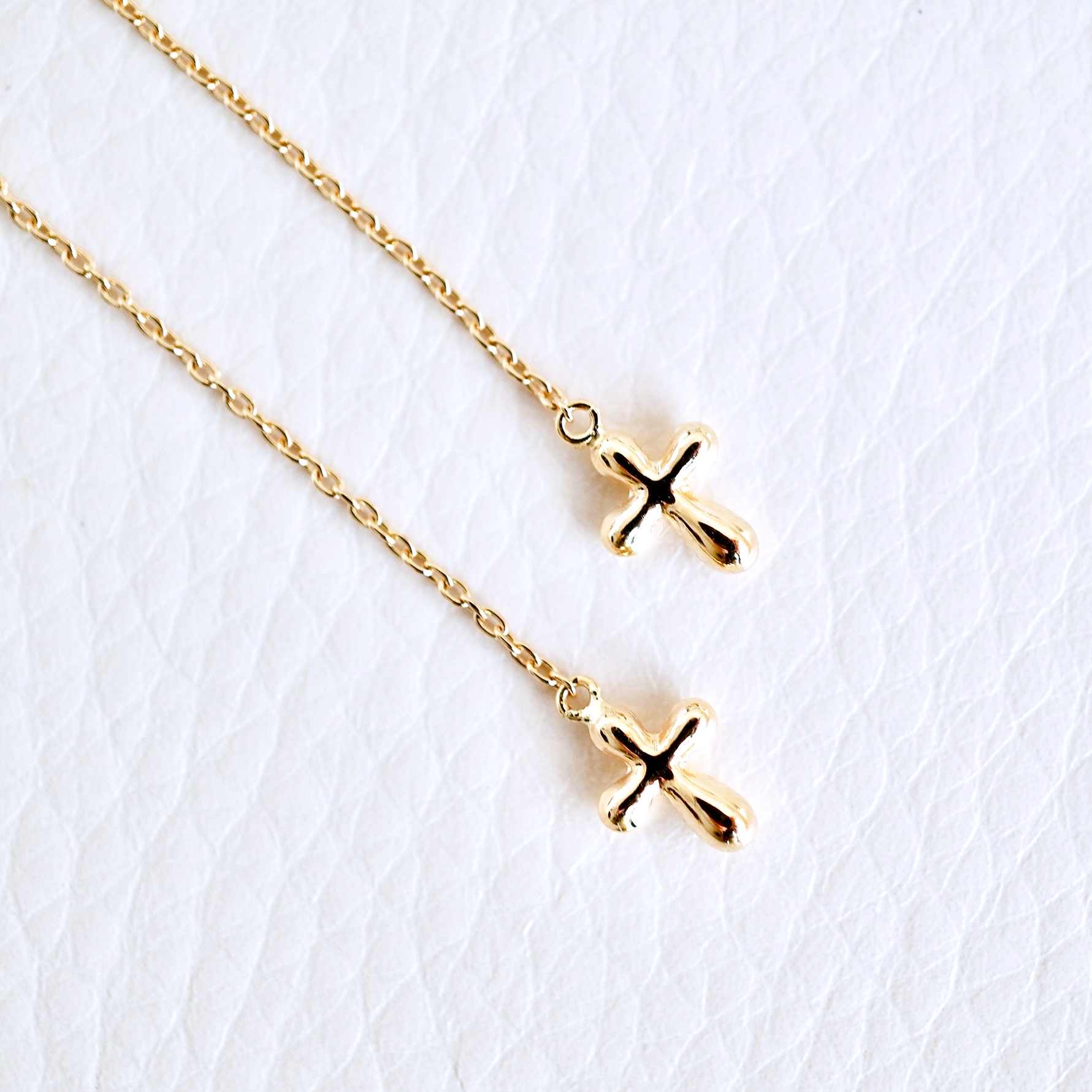 K18(18金) イエローゴールド 地金　クロス 十字架 チェーン ピアス 保証書付 SMK-5252 242-023-c