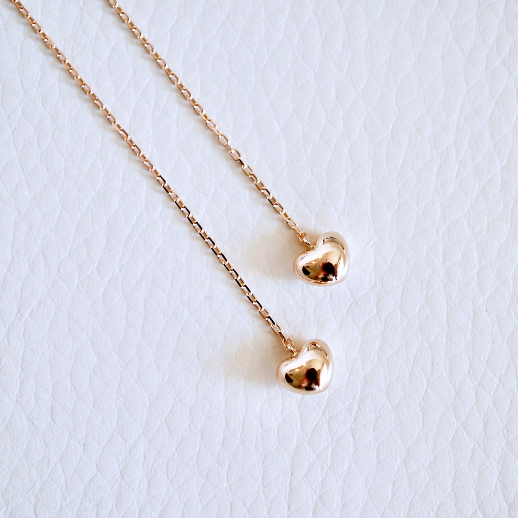 K18PG(18金) ローズゴールド 地金 ハート チェーン ピアス シンプル  保証書付 KO-0066 242-026-c