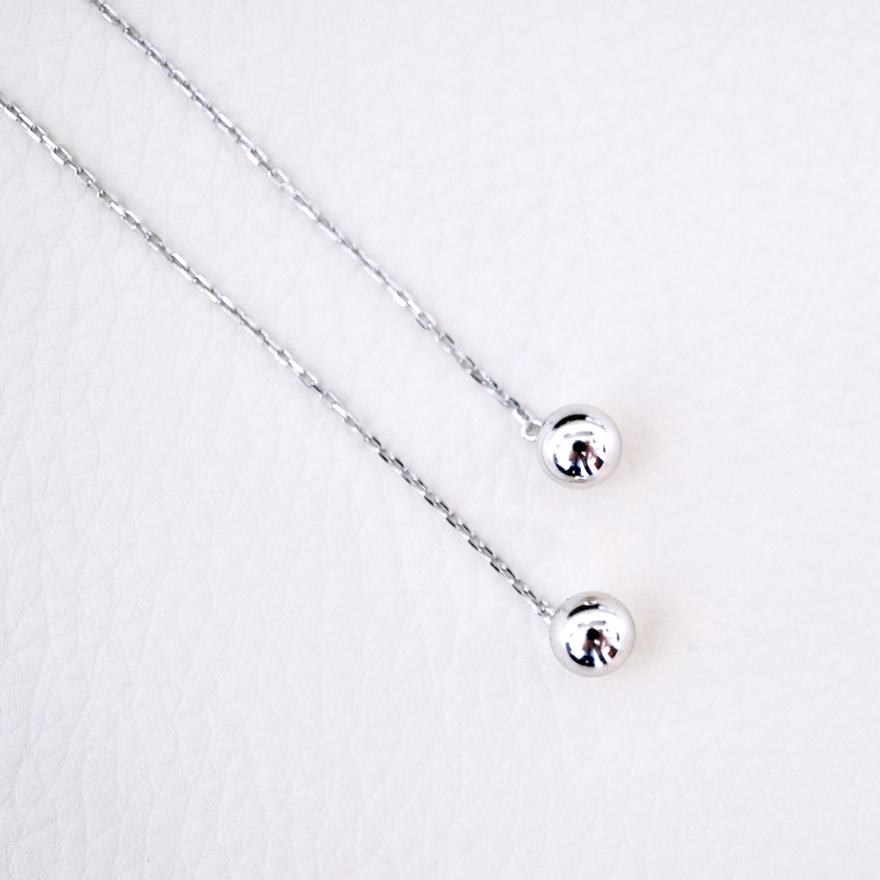 K18WG(18金) ホワイトゴールド 地金 ボール チェーン ピアス シンプル  保証書付 KO-0073 242-033-b