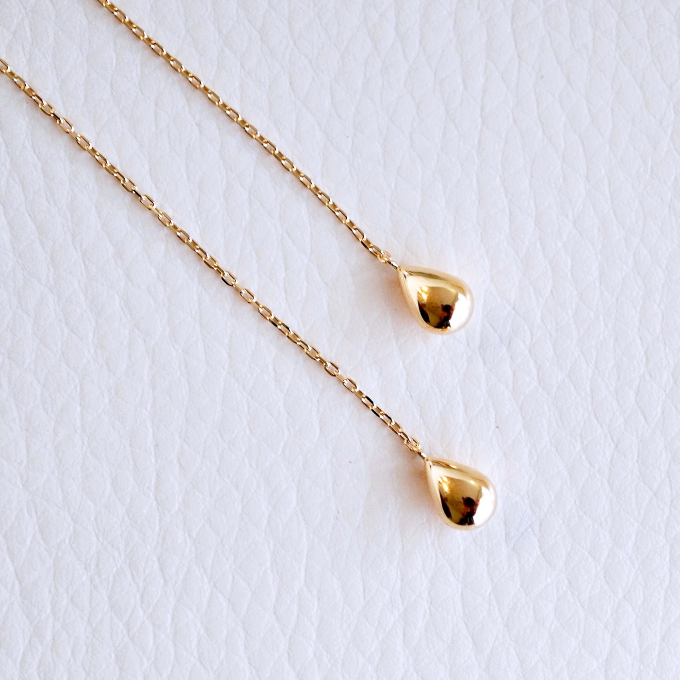 K18(18金) イエローゴールド 地金 雫 チェーン ピアス シンプル ツユ ティアドロップ 保証書付 KO-0070 242-034-a