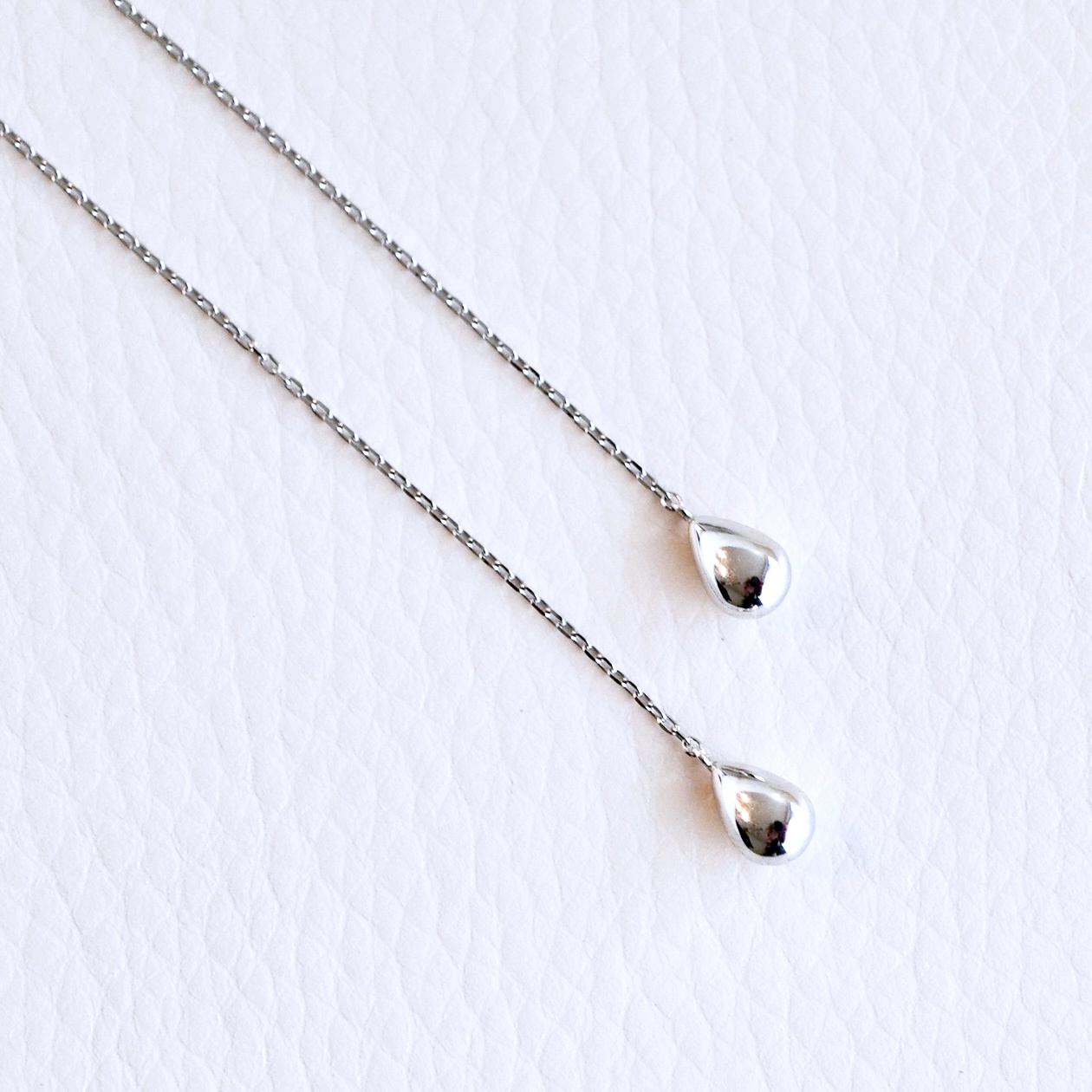 K18WG(18金) ホワイトゴールド 地金 雫 チェーン ピアス シンプル ツユ ティアドロップ 保証書付 KO-0070 242-034-b