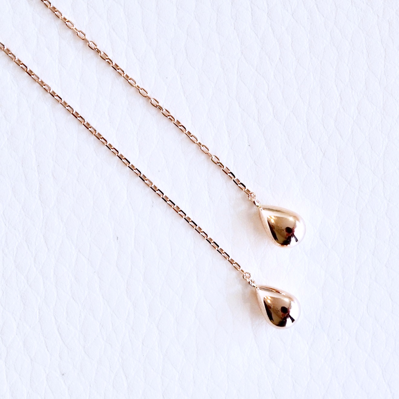 K18PG(18金) ローズゴールド 地金 雫 チェーン ピアス シンプル ツユ ティアドロップ 保証書付 KO-0070 242-034-c