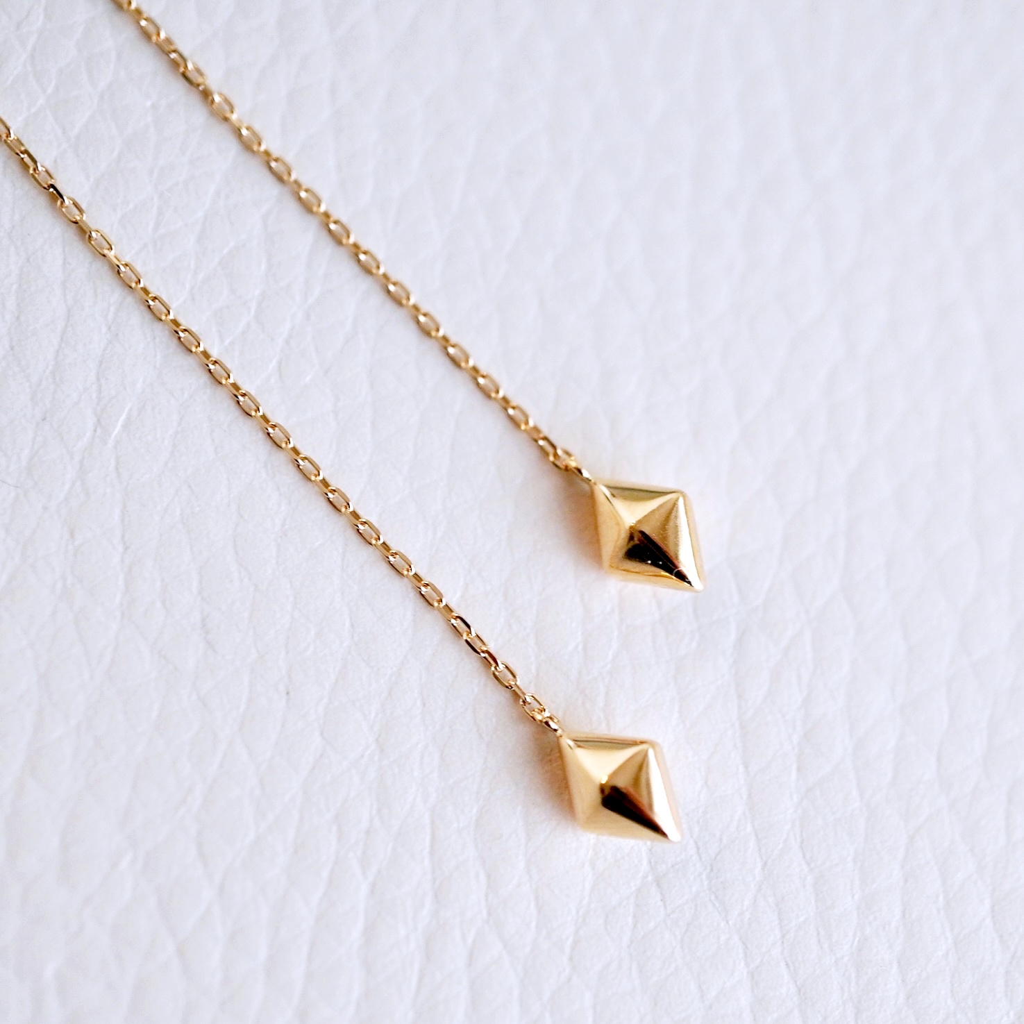 K18(18金) イエローゴールド 地金 菱形 チェーン ピアス シンプル  保証書付 KO-0071 242-035-a