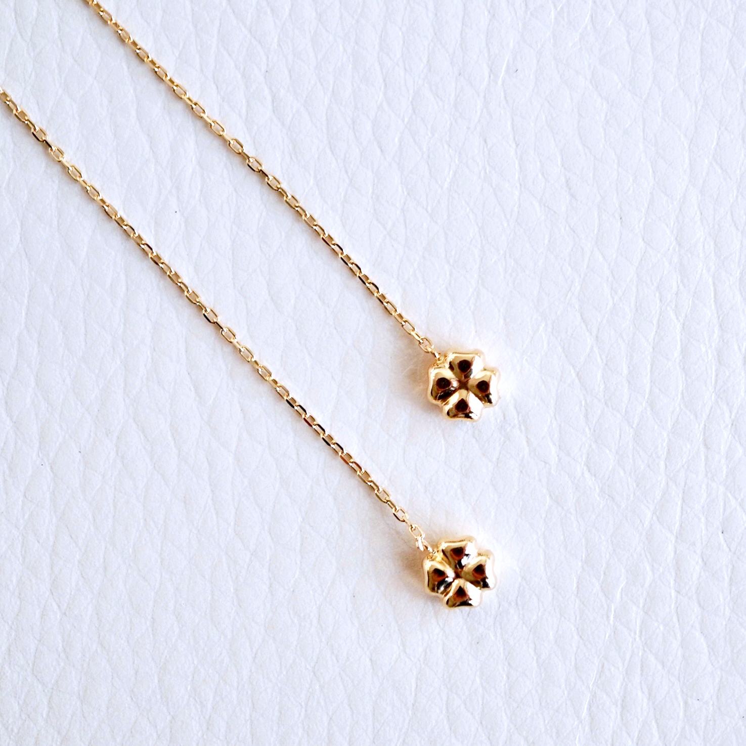 K18(18金) イエローゴールド 地金 クローバー チェーン ピアス シンプル 幸運 希望 幸福 愛情 健康 保証書付 KO-0072 242-036-a