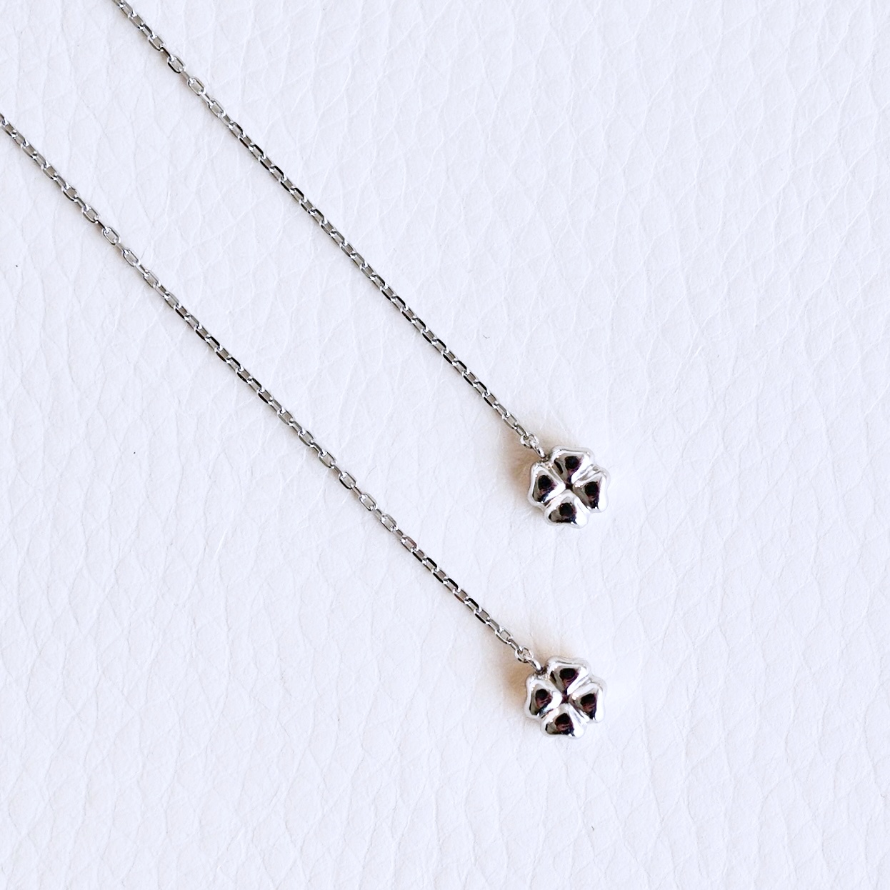 K18WG(18金) ホワイトゴールド 地金 クローバー チェーン ピアス シンプル 幸運 希望 幸福 愛情 健康 保証書付 KO-0072 242-036-b