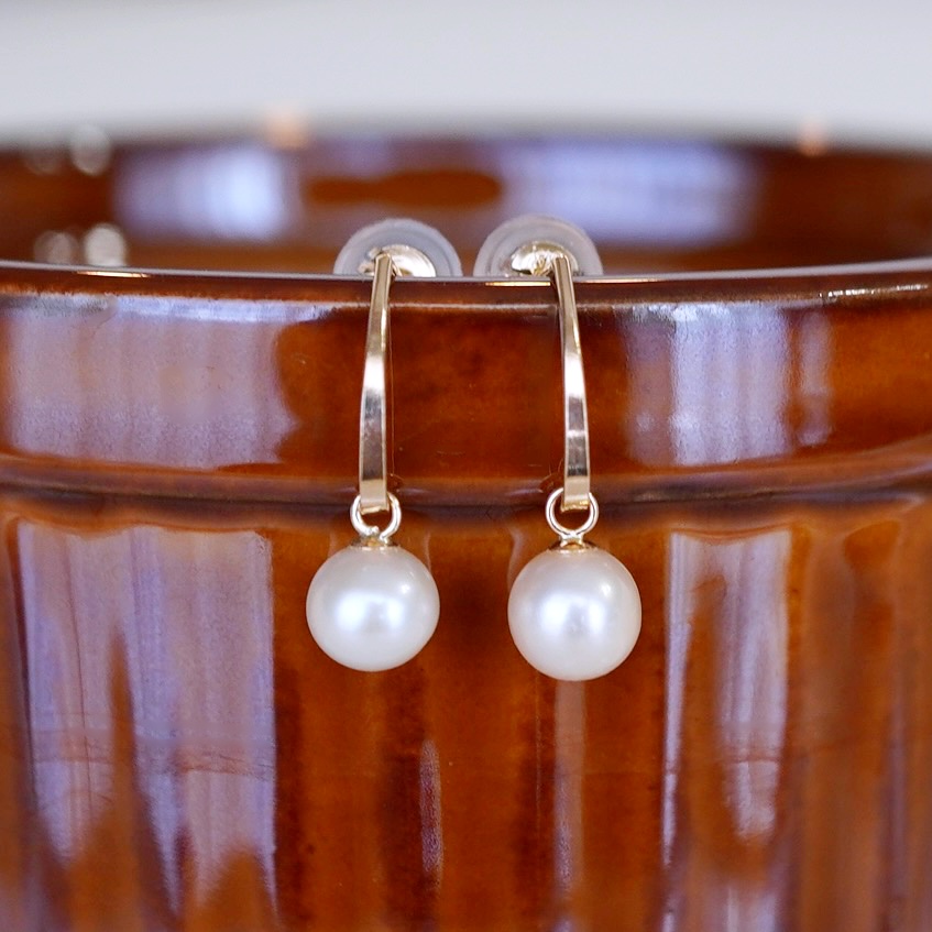 K10YG(10金) イエローゴールド 揺れる パール ピアス (5mm)  保証書付 SR-2222-1 242-042