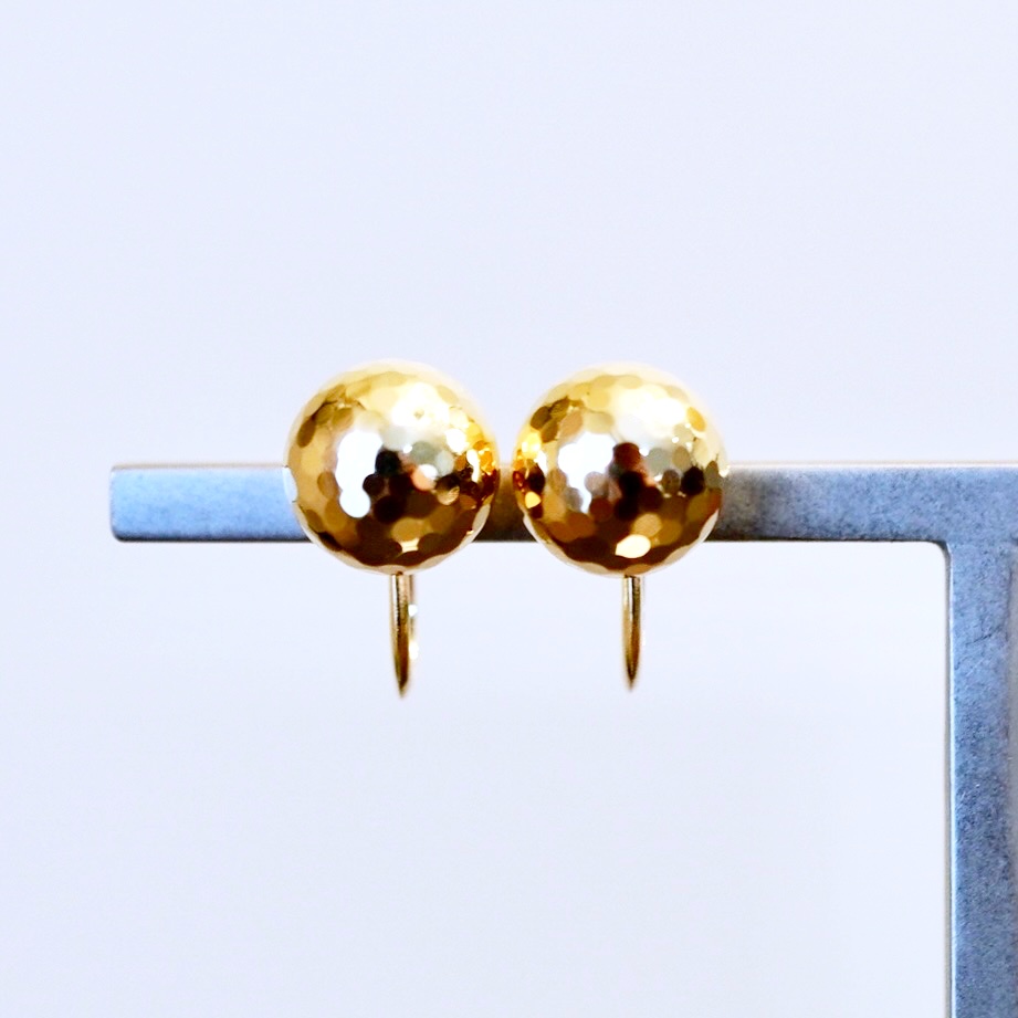 K18(18金) イエローゴールド ミラーボール イヤリング 地金 中空(直径8mm)  保証書付 M2180ER 242-048