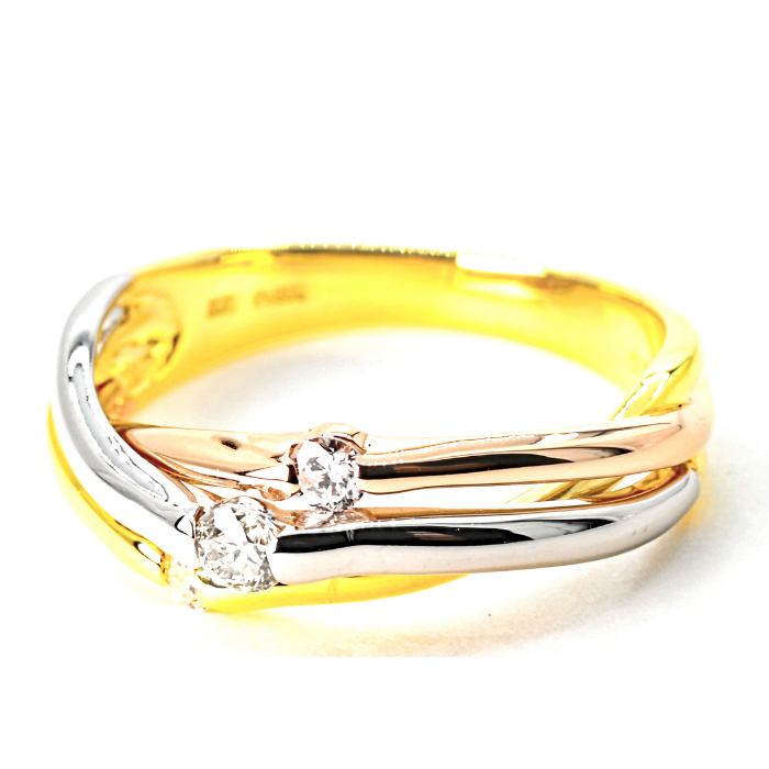 K18/PT　スリーカラーダイヤリング0.20CT　R3979DI-C 188-046